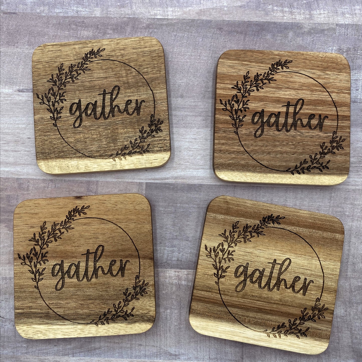 Square Wood Coasters (Set of 4)