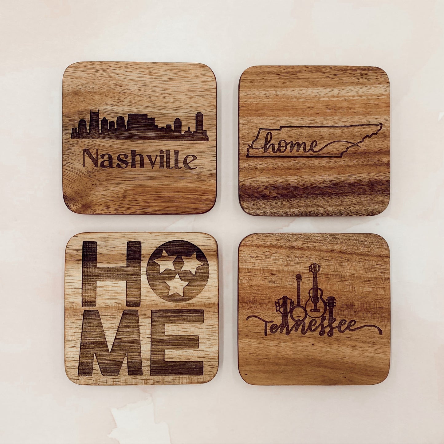 Square Wood Coasters (Set of 4)