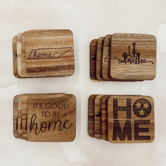 Square Wood Coasters (Set of 4)