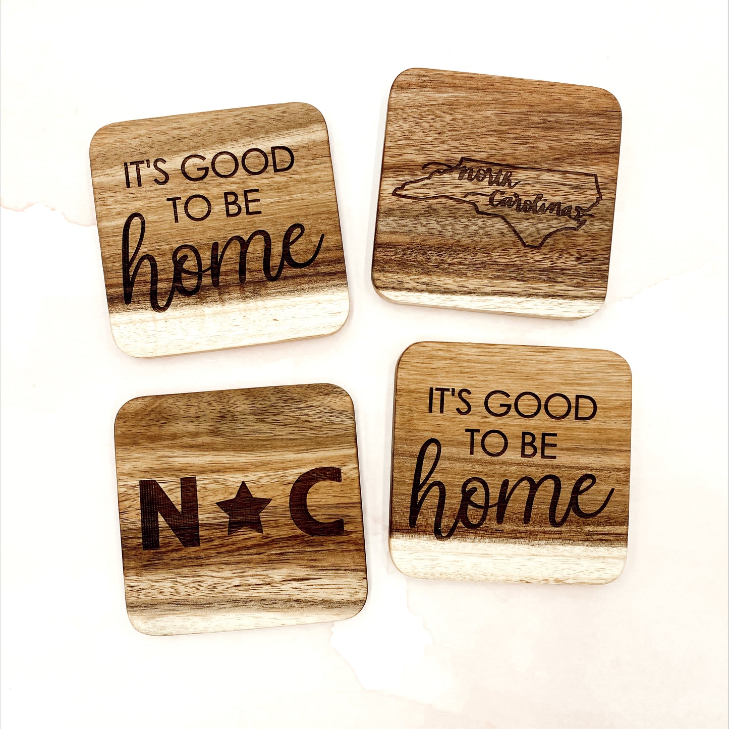 Square Wood Coasters (Set of 4)