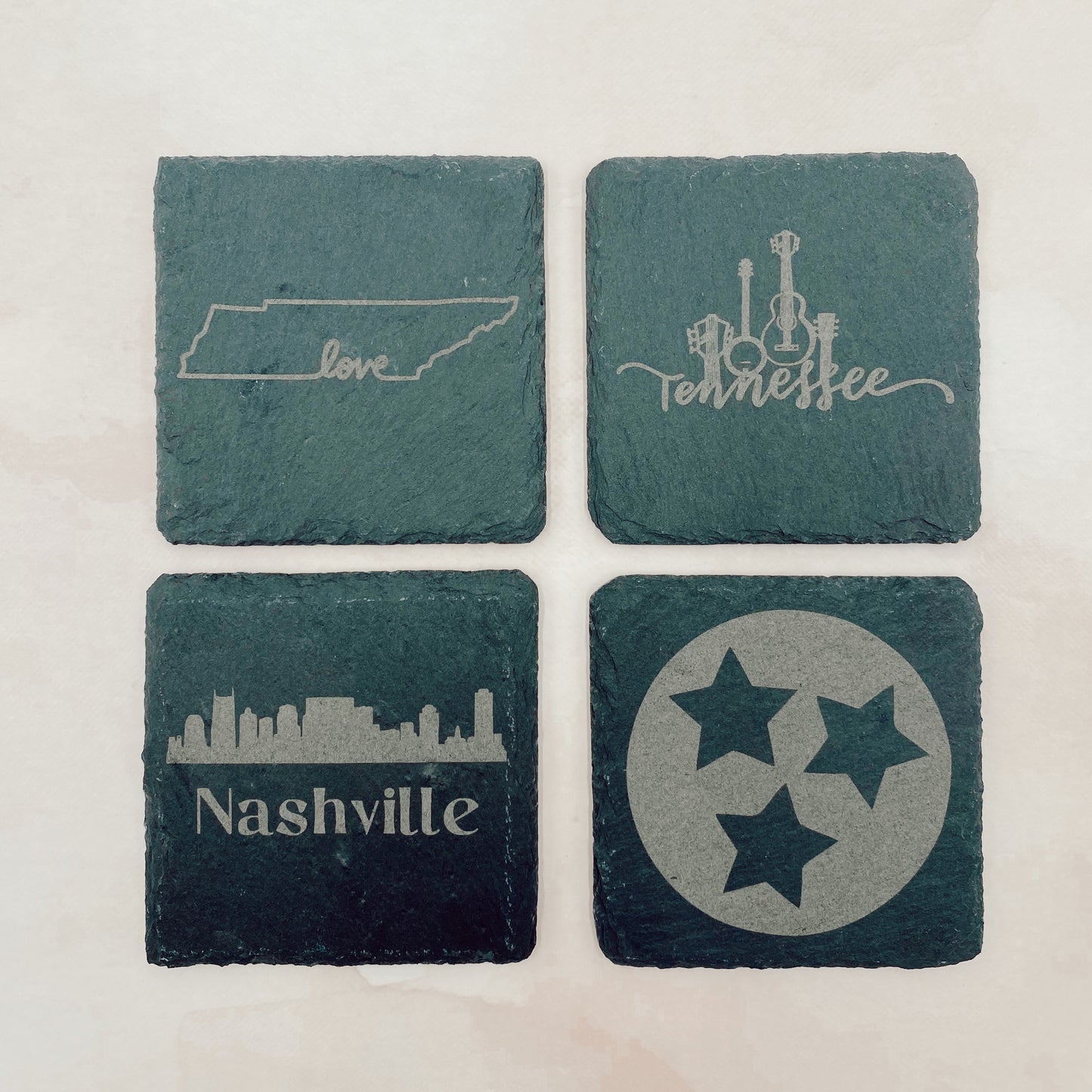 Square Slate Coasters (Set of 4)