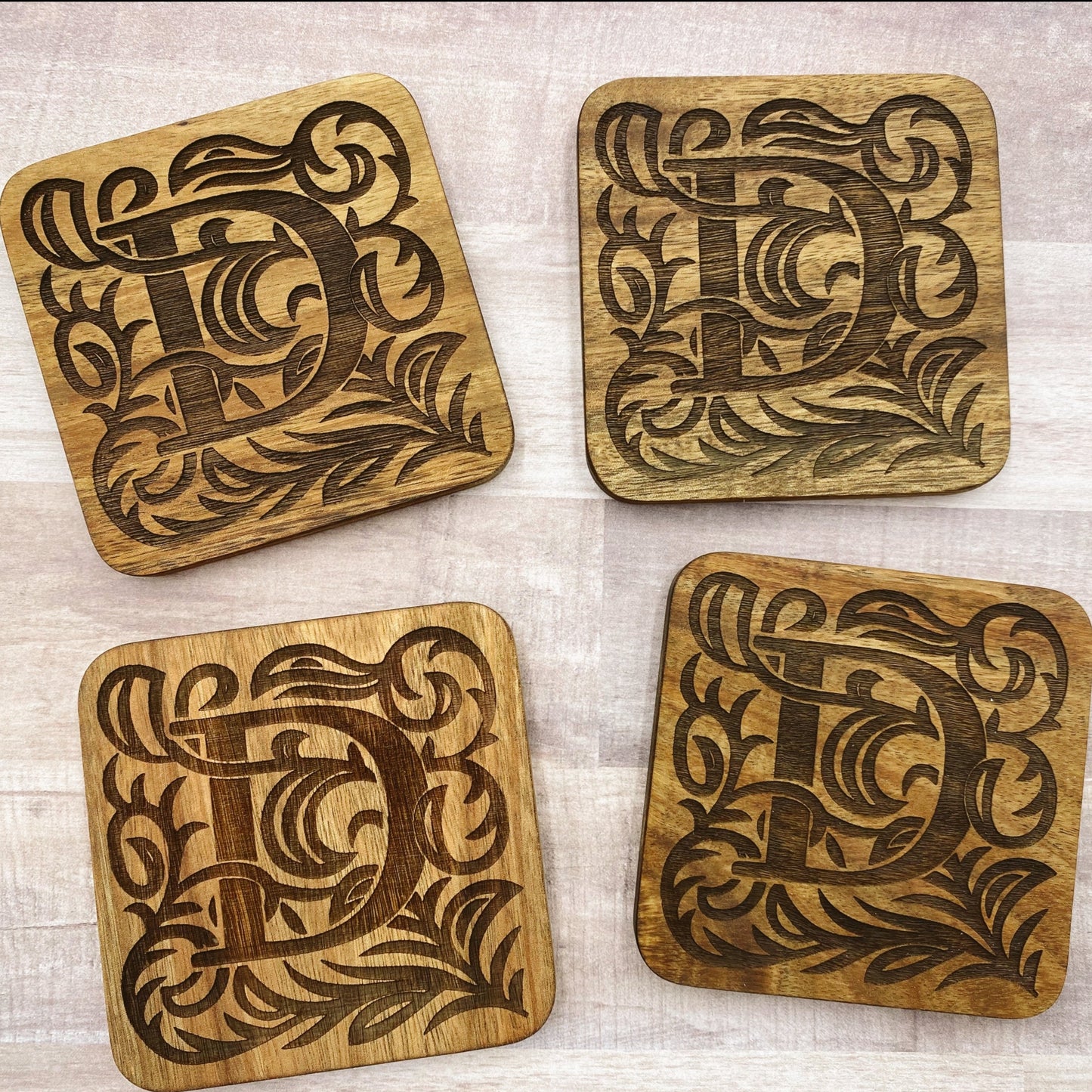 Square Wood Coasters (Set of 4)