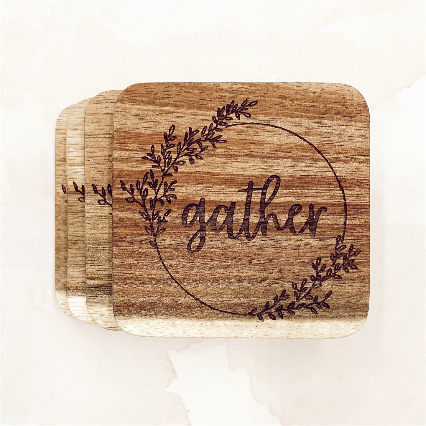 Square Wood Coasters (Set of 4)