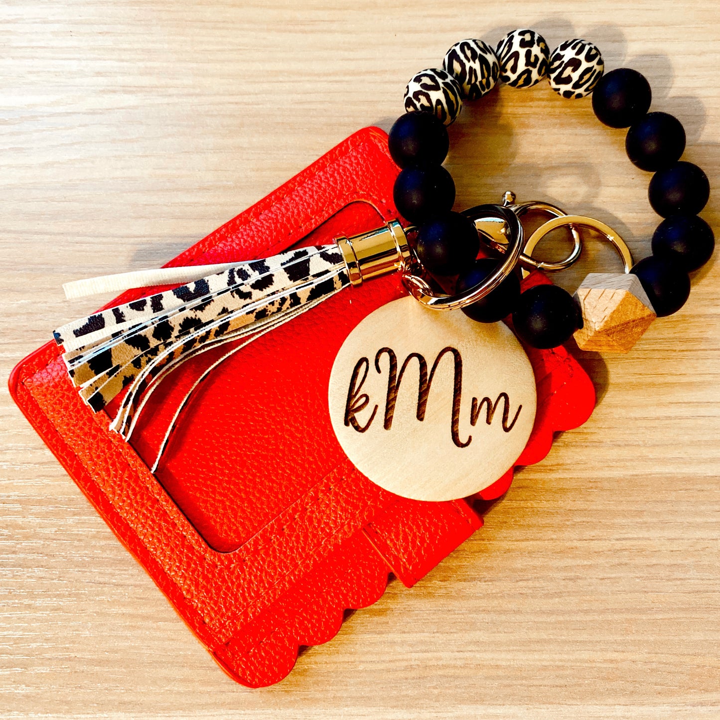 Silicone Bead Wristlet with Engraved Pendant