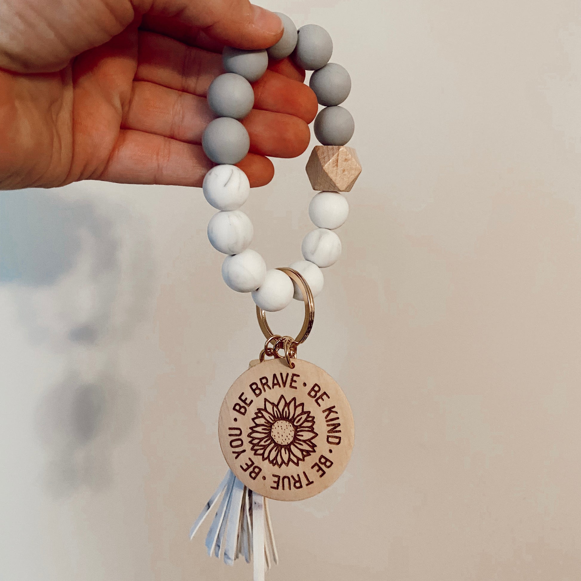 Boho Silicone Beads Engraved Wristlet Keychain
